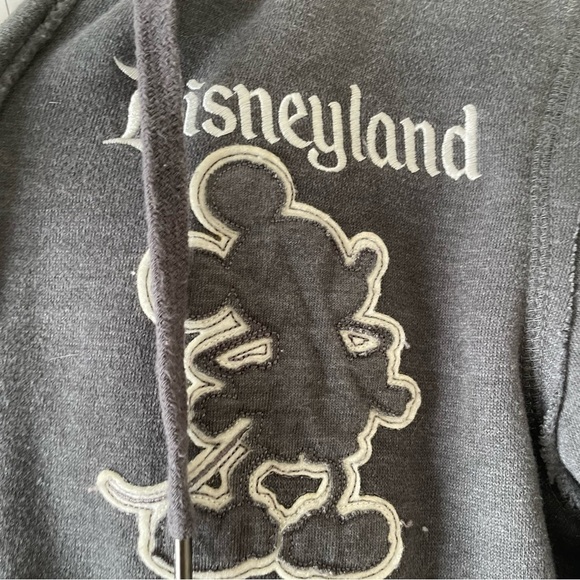 Disney Parks Disneyland 55 Years Faux Fur Hoodie Sweater Embroidered Grey Small - Picture 2 of 7